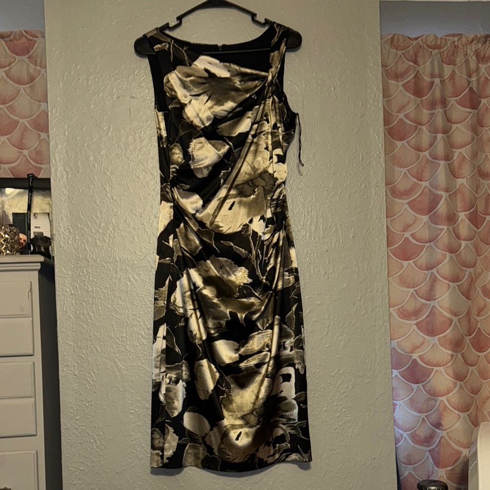 Maggy London Asymmetrical Dress in Black and gray